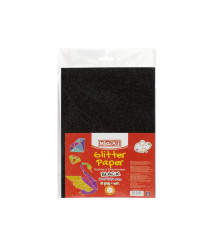 Carton cu sclipici 290gr/m2 A4, 5 buc, Negru